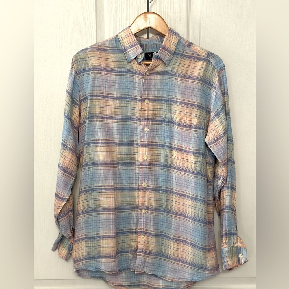 MINE Women's Spring Pastel Button Down Shirt Top Blouse Size Medium Multicolored